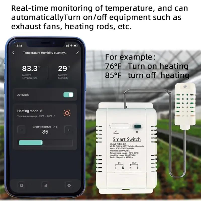Tuya Wifi Inteligentny przełącznik temperatury i wilgotności Kontrola energii elektrycznej Monitorowanie zużycia energii Termostat temperatury i wilgotności