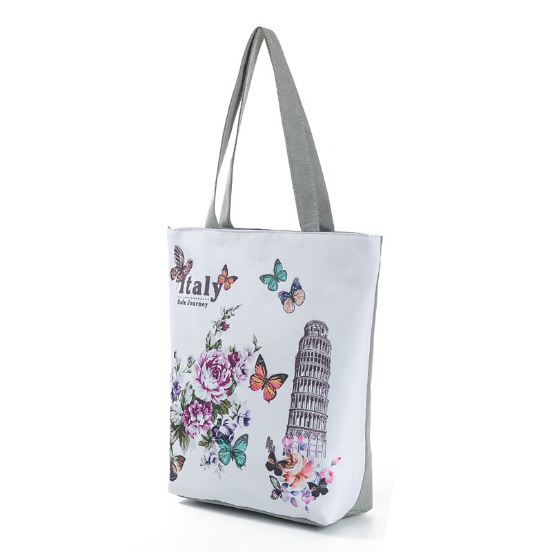 Bloemen Gedrukt Tote Handtas Vrouwelijke Grote Capaciteit Canvas Schoudertas Zomer Strandtas D88