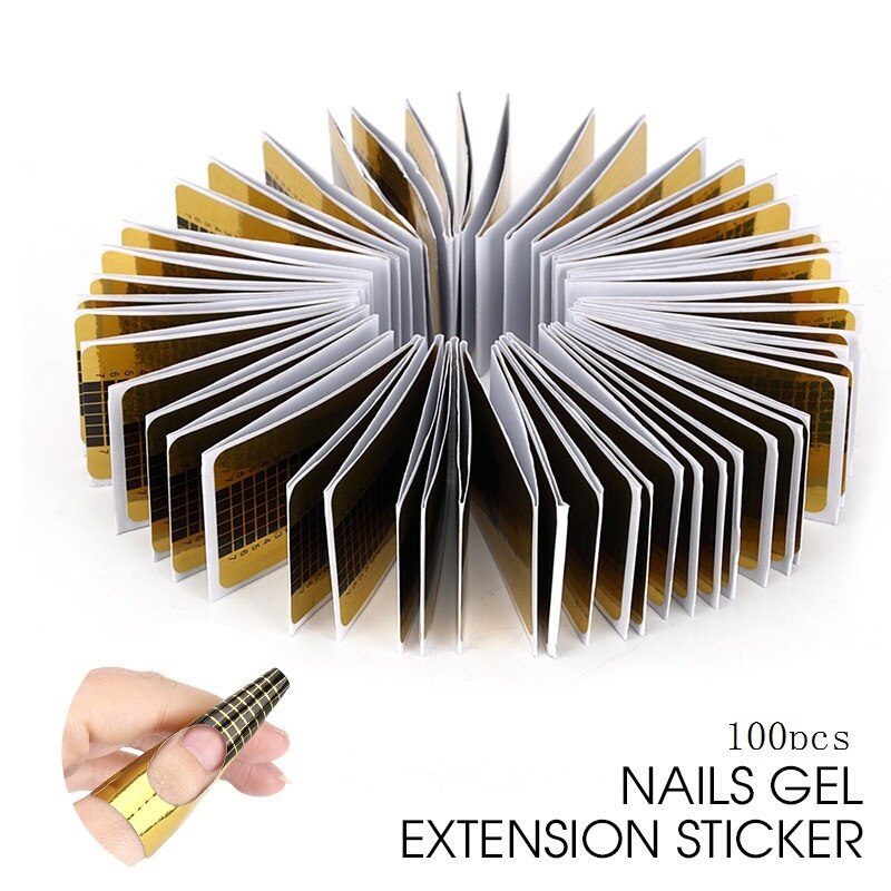 Saviland Nail Extensions Tips Uv Builder Gel Nail Sticker Franse Nail Form Voor Sticker Manicure Nail Gereedschap: 100pcs