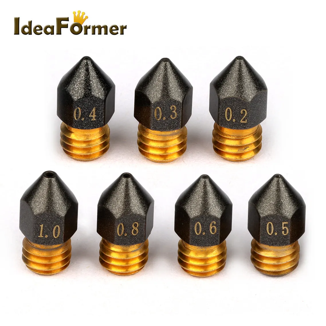 Buse revêtue de PTFE MK8, filetage M6 0.2/0.3/0.4/0.5/0.6/0.8/1.0mm pour buses d'imprimante 3D CR10 CR10S Ender-3, Filament 1.75mm