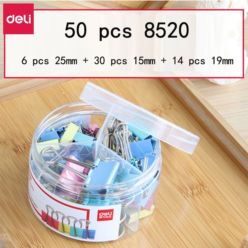 Deli Bindmiddelenklemmen Kantoorbenodigdheden Kleurrijke Metalen Bill Clip Kleine Zwaluwstaart Clip Opslag Multi-Standaard Diy Test Papier Ijzer clip: 50pcs in 1 set
