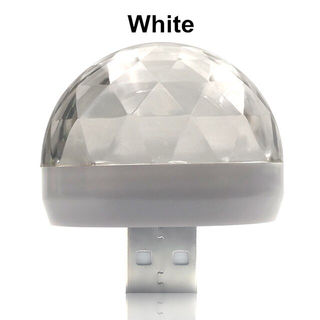 Usb  dc5v färgglada scen ljus musik kontroll bil dekoration atmosfär lampa röststyrning ktv dj disco lampor för iphone android: Vit / Ingen adapter
