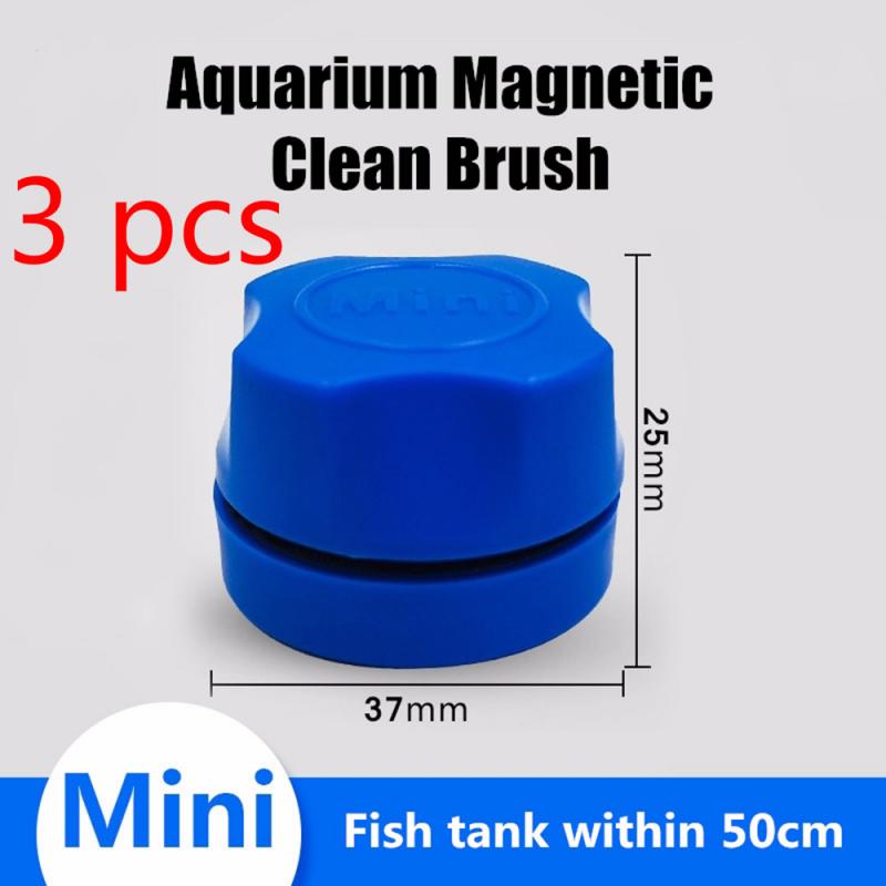 Mini Aquarium Fish Tank Magnetic Clean Floating Glass Brush Algae Scraper Curve Glass Cleaner Window Magnet Cleaning Tool: 3 blue