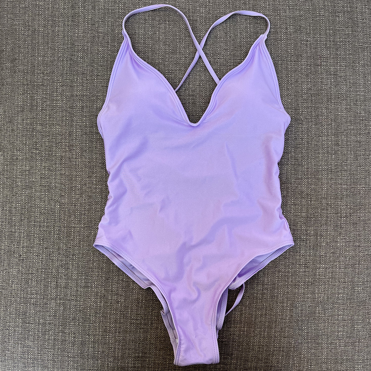Bañador unicolor de una pieza para mujer, traje de baño , Bikini, traje de baño Sexy de talla grande, traje de baño para mujer: S / Marfíl