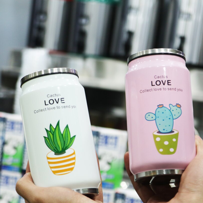 Termo de acero inoxidable con pajita para bebidas, botella de agua térmica portátil Unisex, para estudiantes, 350ml