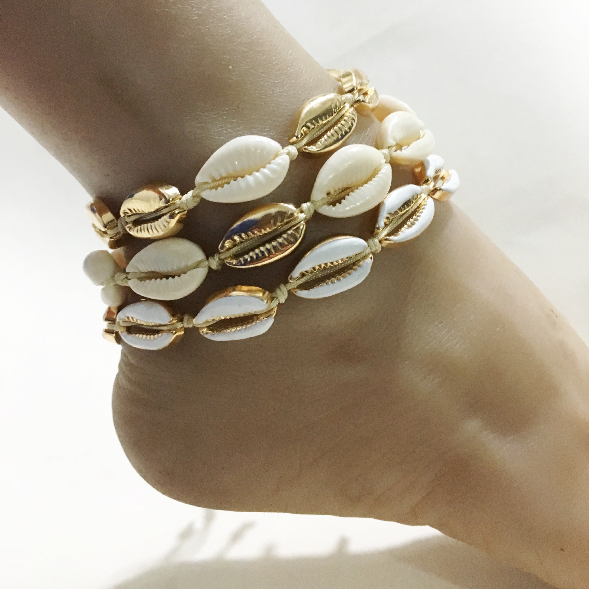 Vintage Gold Color Cowrie Shell Anklet for Women Bracelet on The Leg Foot Chain Girls Beach Ankle Jewelry