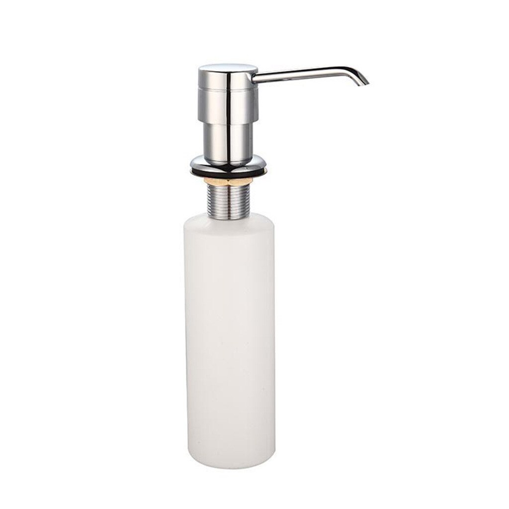 White Liquid Soap Dispenser Lotion Cover Built in Manually Sink Countertop Bottle for Bathroom and Kitchen Organize Accessories