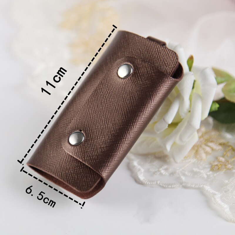 1Pc Pu Leather Key Houders Draagbare Auto Sleutelhanger Huishoudster Opbergtas Case Eenvoudige Casual Effen Kleur Unisex Portefeuilles Cover