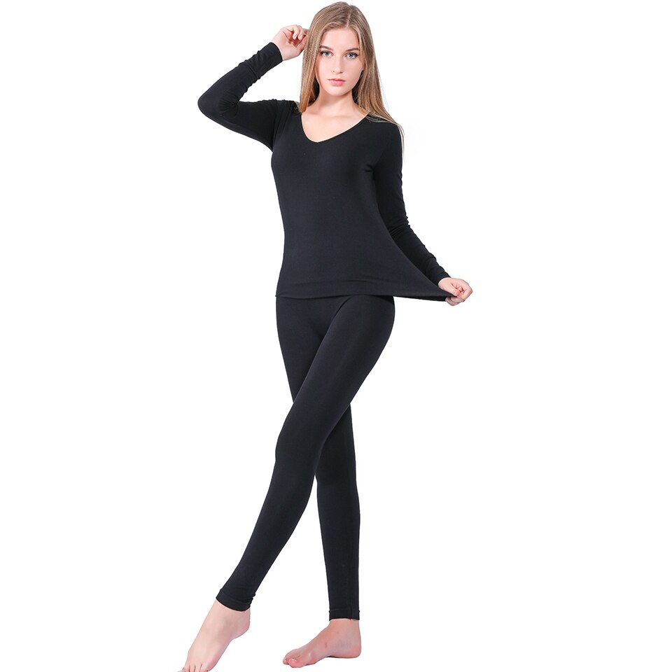 YOOY Brand Winter Thermal Underwear Women Elastic Breathable Female U-neck Casual Warm Long Johns Sets