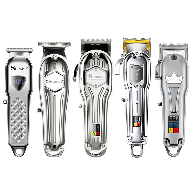 Surker All Metal Hair Clippers Men Cordless Hair Trimmer Maquina Cortar Pelo Haircut LCD Display Hairdresser