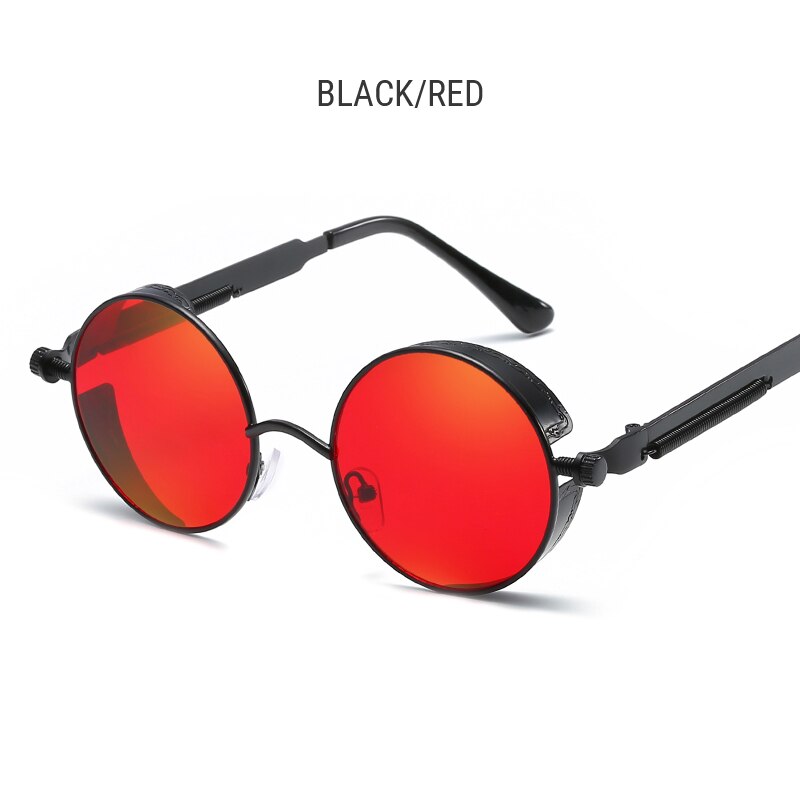 Runde Steampunk Sonnenbrille Männer Retro Rot Stea Grandado