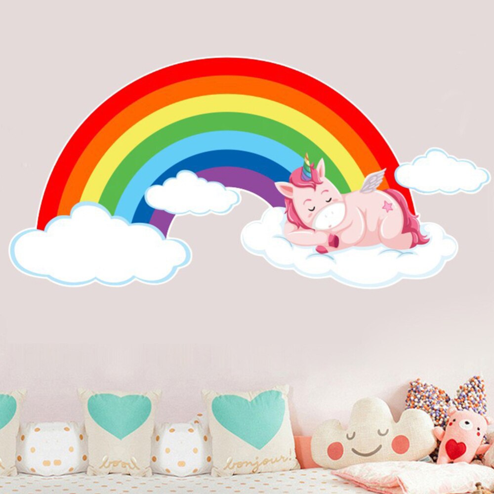 Rainbow Wall Stickers Wallpaper Unique Wall Decal Decorative Sticker for Kids Living Room Bedroom