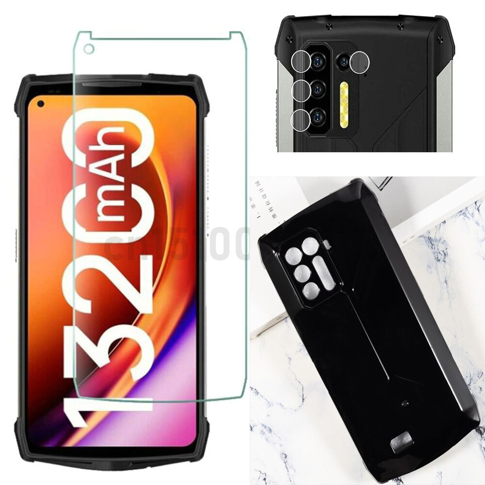 Coque en TPU souple avec caméra en verre trempé 2.5D, protection d'écran pour Power Armor 13 6.81 ", pour Ulefone Power Armor 13: 3 in 1 black Case