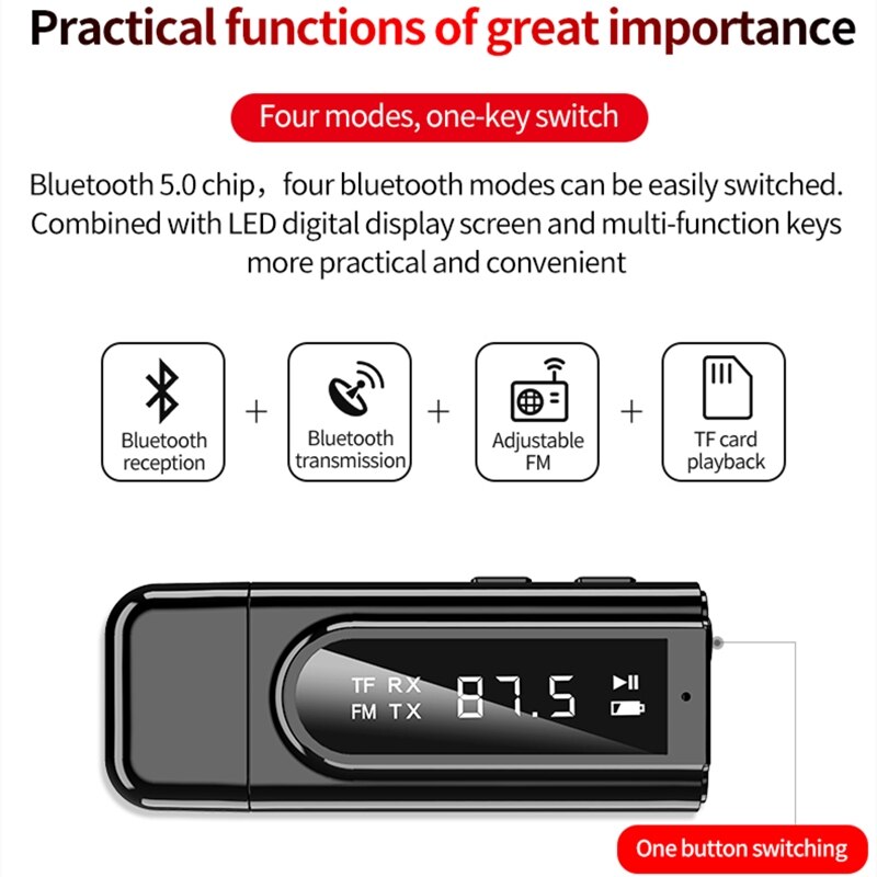 Bluetooth vastaanotin lähetinsovitin usb bluetooth  fm 6 in 1 -reseptori autotietokoneelle tv aux audio vastaanotin usb-sovitin