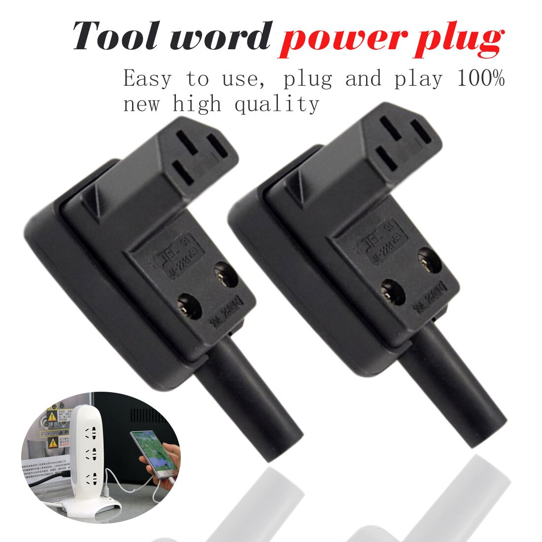 AC 10A 250V 90 Degree Angled IEC 320 C13 Female Plug Power Cord Cable Connector Lighting Accessories