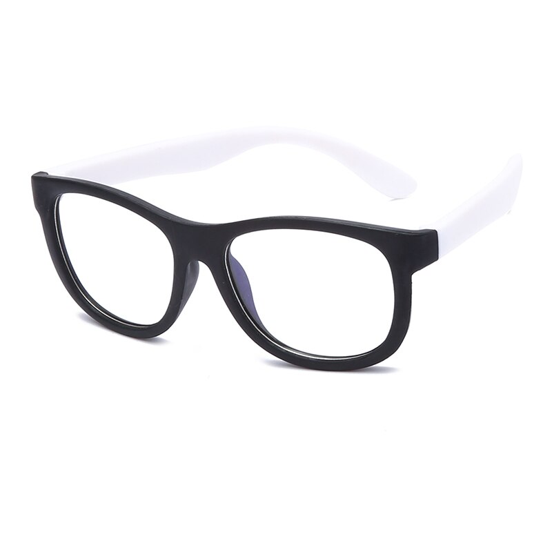 Square Glasses Kids Anti Blue Light Blocking Optical Frame Children Eyeglasses Girl Boy Clear lenses UV400 Anti Glare: black white
