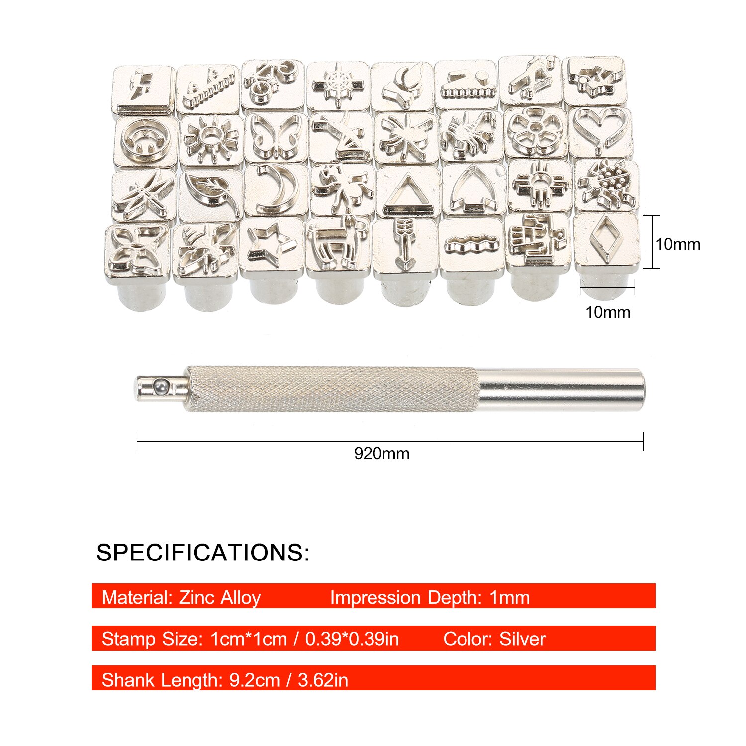 32Pcs Leather Stamp Set Indian Lore Leathercraft Stamping Tools Set 1cm Wide Leather Stamping Kit with Detachable Handle Durable