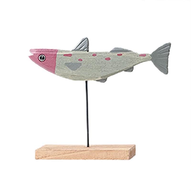 Garden Wooden Fish Ornaments Fish on Stand Decor Fish Statue Desktop Decoration for Home Office Bar: 01