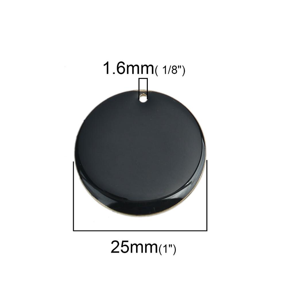 DoreenBeads Copper Enamelled Sequins Pendant Brass Colorful Round Style Jewelry DIY Charms 25mm Dia., 5 PCs: black