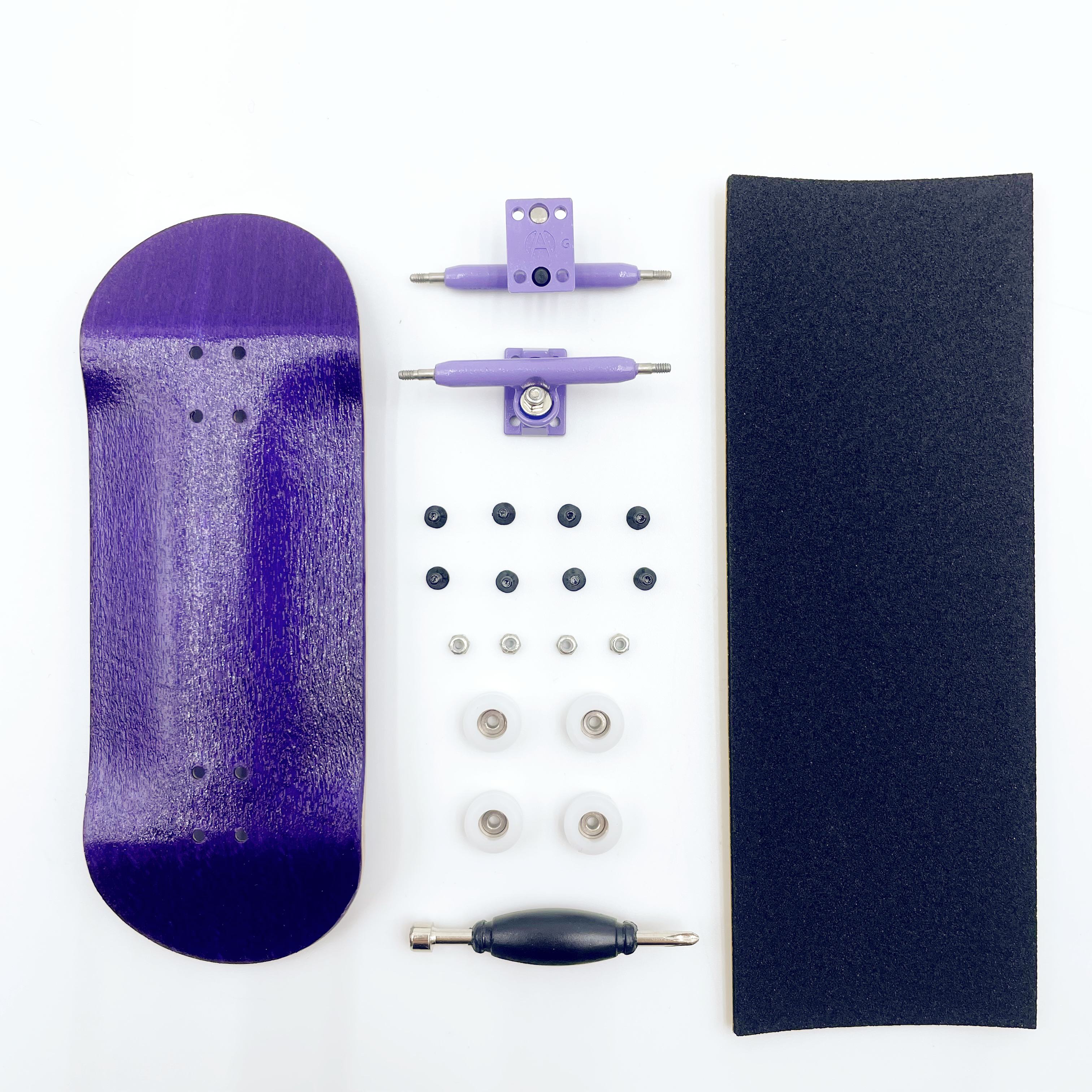 34mm Complete Fingerboard Handmade Deck Single Axle Truck CNC Bearing Wheels: PURPLE