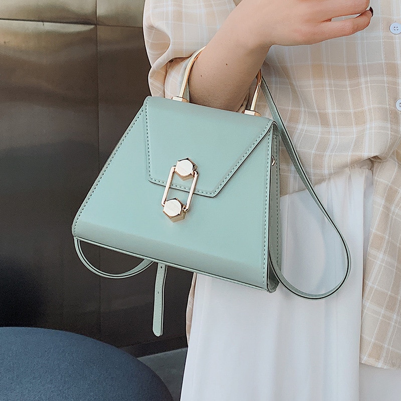 Einfarbige umhängetaschen aus pu-leder für frauen, sommerhandtaschen mit eisengriff, mini-schulter-umhängetasche, bolsos mujer