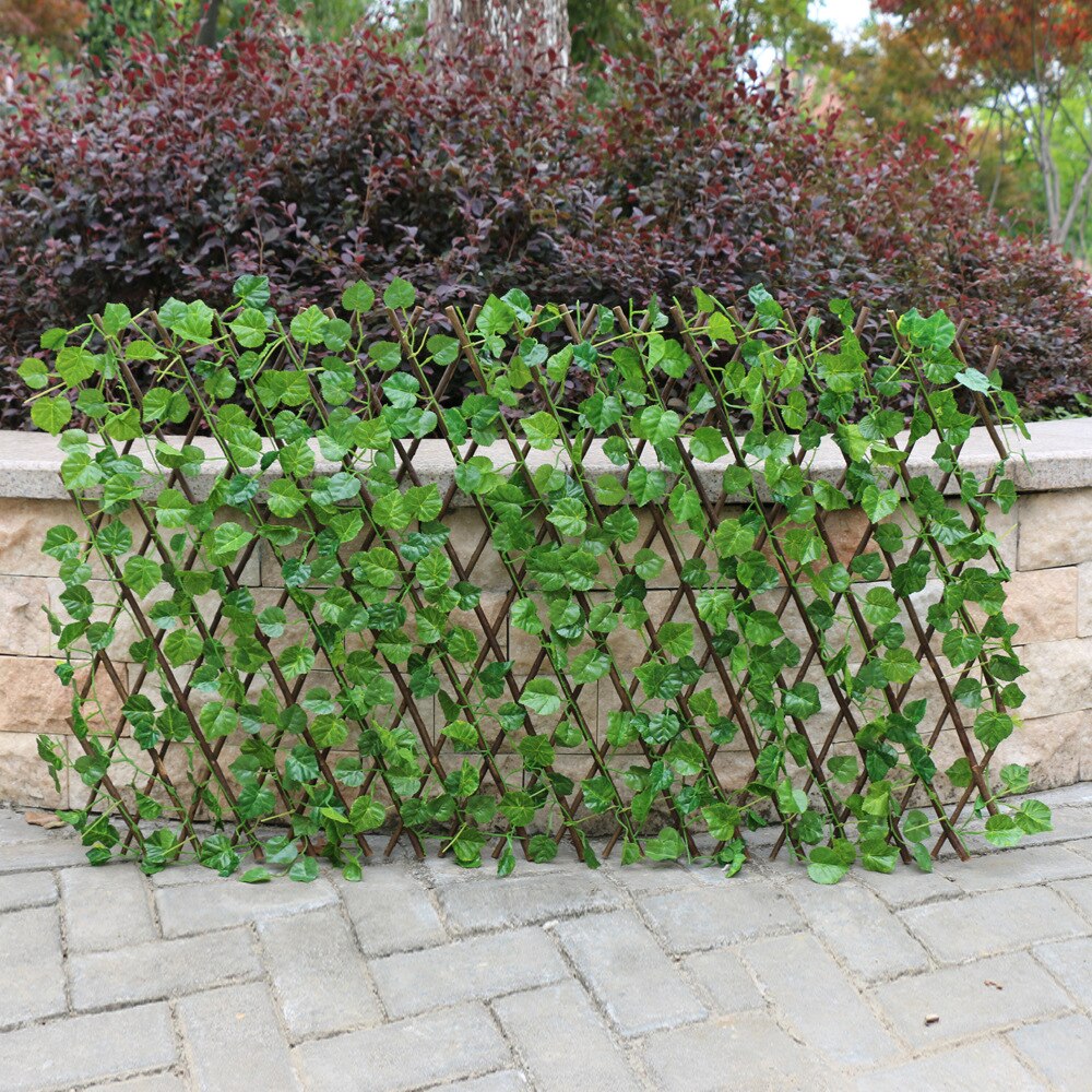 Garden Simulation fence decoration privacy Wood with Artificial green Leaf Retractable Extension Artificial Fence Home Countyard