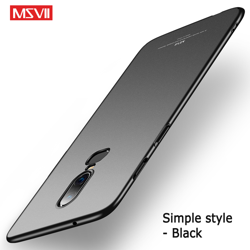 One plus 6 T funda Msvii Silm Skin Coque para Oneplus 6 T 6, funda trasera de PC dura para One Plus 6 6 T Six Phone Case: ABS / Negro