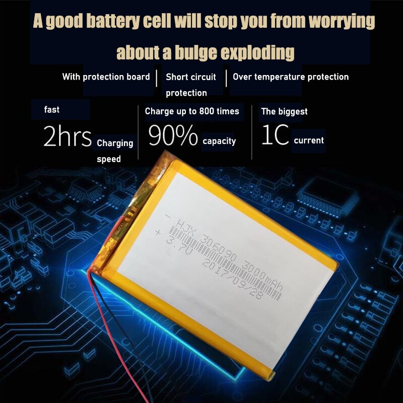 3,7 V 3000mah 306090 Lithium-Polymer akku Für Tablette Handy, Mobiltelefon Energie Bluetooth Headset MP3 MP4 MP5 GPS PSP Mitte