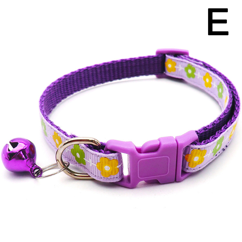 Collier réglable pour chien et chat, imprimé de fleurs, avec cloche, boucle de sécurité universelle, accessoire pour animaux de compagnie, nouveauté: E