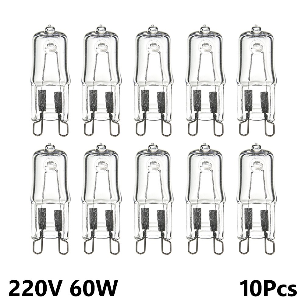 10 stk  g9 halogenpære lampe til vegglamper klart glass hver innendørsbelysning 20w/25w/40w/60w 220v 2900k varmt hvitt halogenlys: 60w