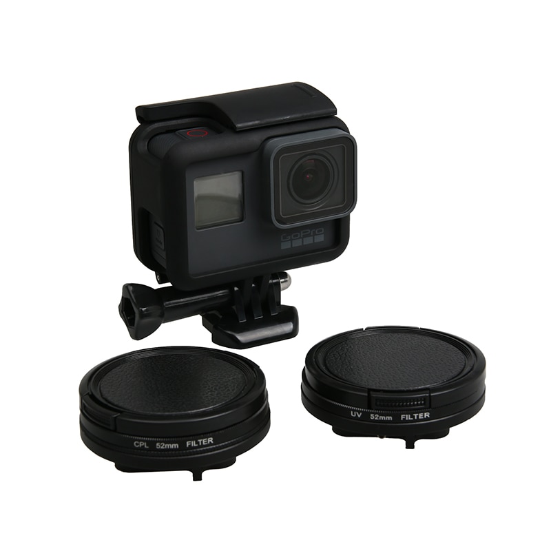 52mm preto metal vidro circular polarizando cpl lente filtro conjunto com adaptador de filtro para gopro hero 7 6 5 caso à prova dwaterproof água