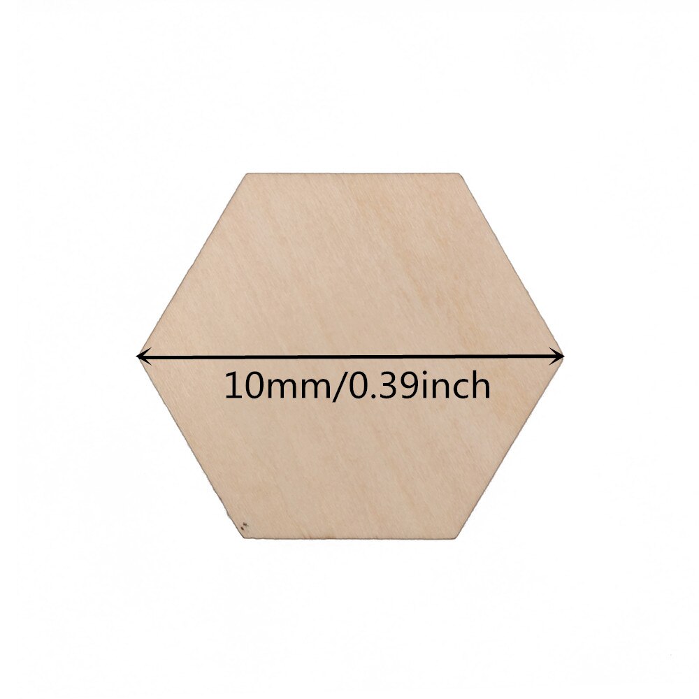 Rodajas de madera de 10mm y 100 pulgadas, adornos en forma hexagonal, losas de madera para decoración de en casa, suministros artesanales, 0,39 Uds.