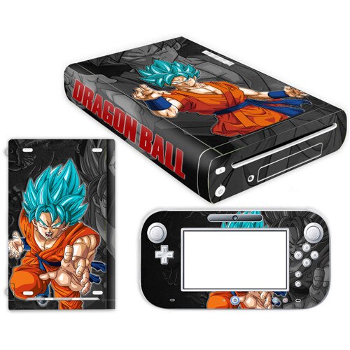 Pegatina de piel de Super Dragon Ball Z Goku para Nintendo Wii U funda de consola con controles remotos para Nintend wii u etiqueta engomada: YS-WIIU-0019