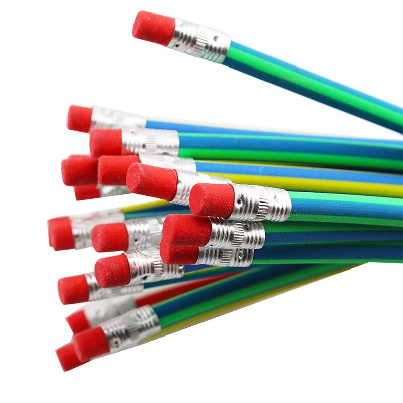 Lápiz Flexible suave colorido mágico dúctil Flexible lápiz suave con borrador goma cable lápices escuela Oficina suministros al azar