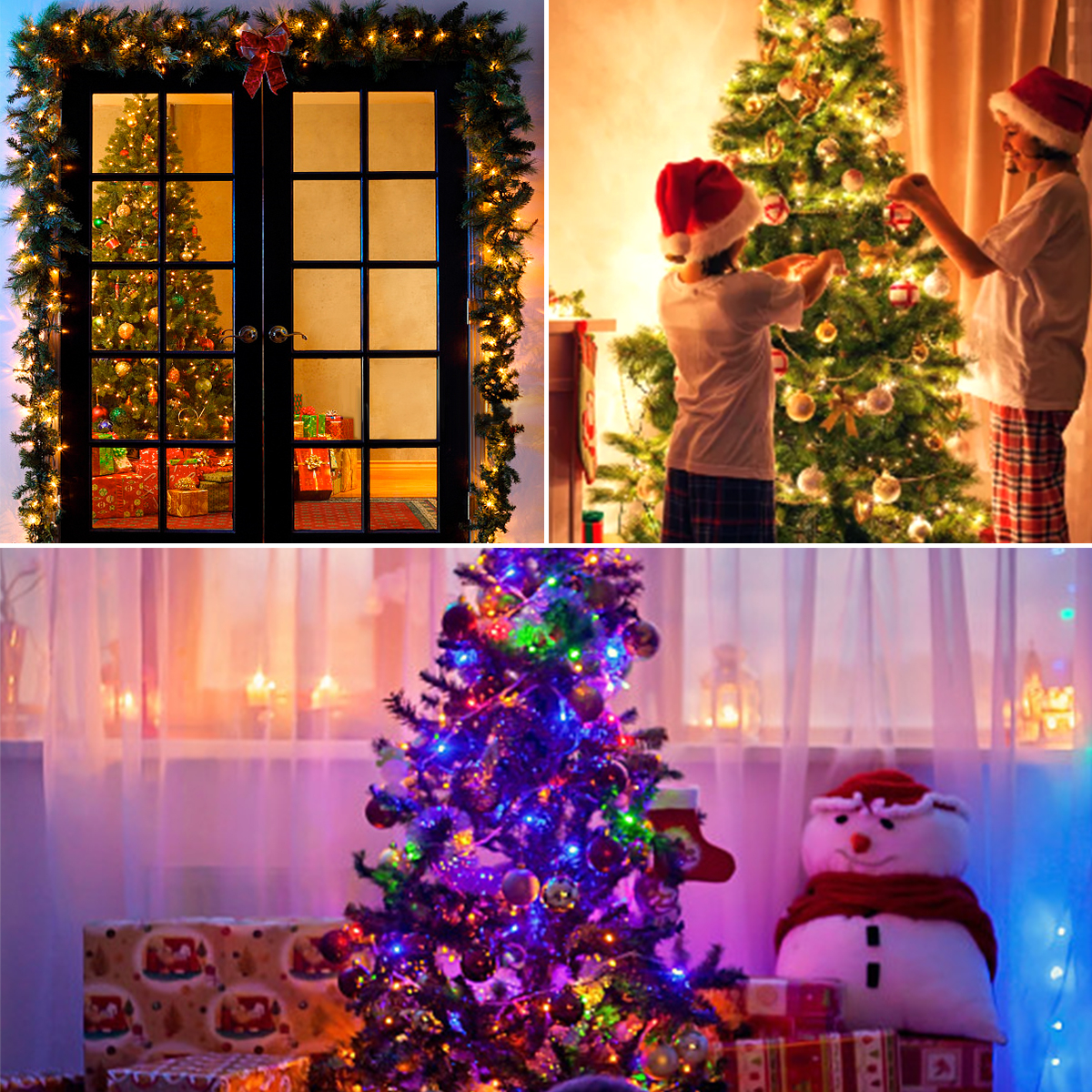 1/2/3 Uds. Guirnalda de luces LED 10M/20M/30M adorno de Hada de árbol de Navidad para exteriores 220V enchufe europeo/110V enchufe estadounidense, lámpara de decoración de CW/WW/RGB