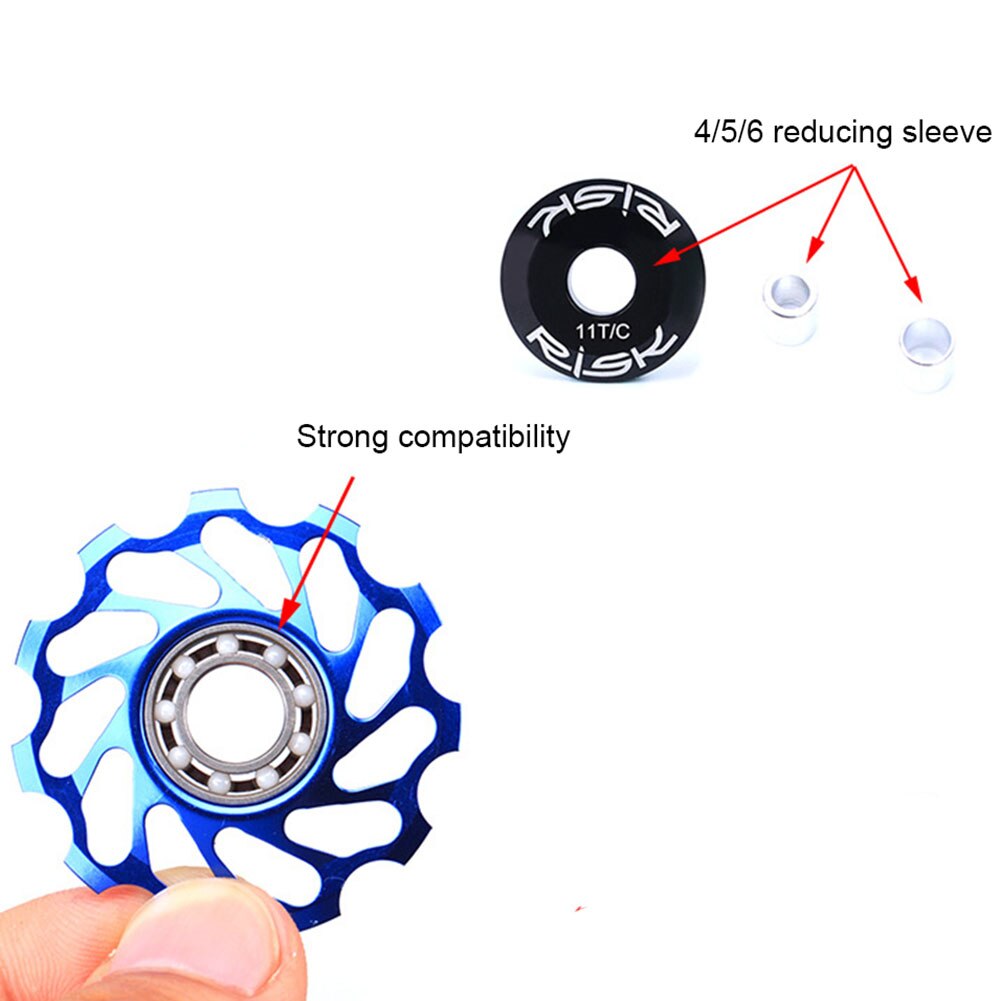 MTB Bike Ceramic Bearing Pulley 41mm Rear Derailleur Tension Pulley 11T Guide Sprocket for 4/5/6 mm Guide Wheel Screws