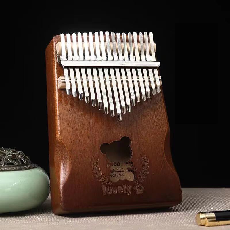 Kalimba-Piano de pulgar de 17 teclas, instrumento Musical de madera de caoba de , cuerpo Mbira, máquina de Teclado de África: Wood Color 4