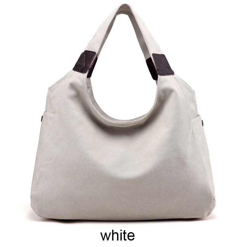 Piler grote tassen dames hobo canvas rits dames handtas handtassen merken casual schoudertas dames shopper handtassen tas: Wit / Klein