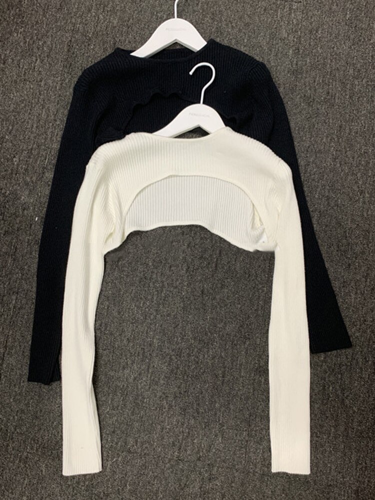 Ourlet irrégulier, col rond, pull, tricot court, pull, gilet, dames automne style, personnalité, polyvalent, haut, mince