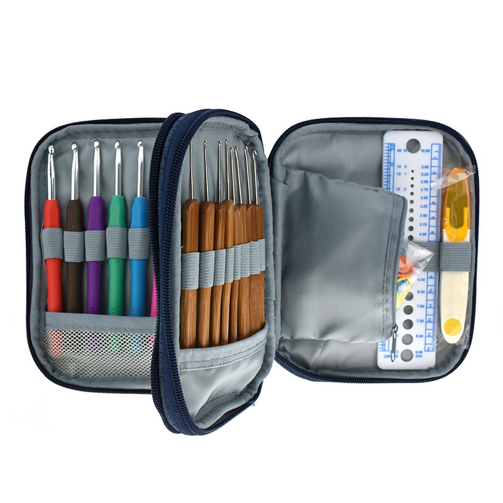 Haaknaalden Set Naalden Set Breinaalden Knit Gauge Schaar Steek Houder Kit DIY Craft Gereedschap met Zak Punch naalden