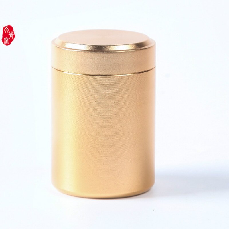 Small Metal Sealed Cans Portable Travel Tea Containers Small Aluminum Cans TEA Packaging Cans Home Kitchen Organizer: Gold