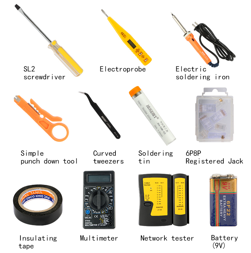 RJ45 LAN Tester Networking Repair Tool Kit RJ45 RJ11 RJ12 Network Cable Tracker Plier Crimp Crimper Plug Clamp PC
