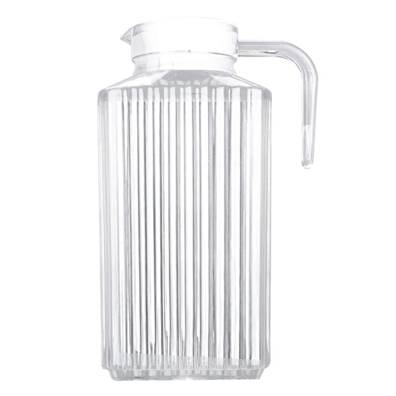 Pot à jus rayé en plastique 2L pour cruches de ménage canette de boisson froide avec couvercle