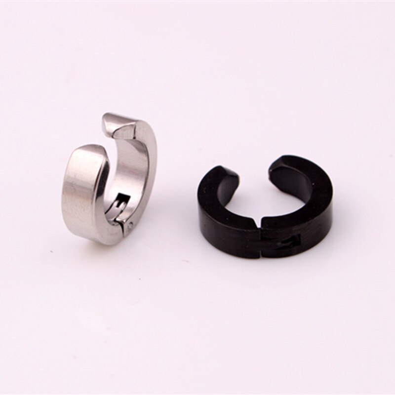 1pc ingen percing rustfrit stål basic magnet hoop øreringe til kvinder mænd hiphop metal sort farve magnetiske øreringe smykker  e362-3