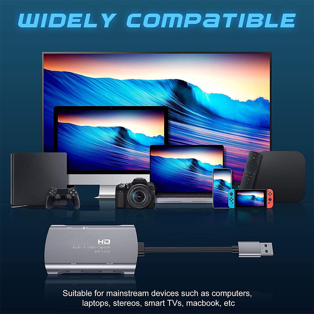 Hdmi-compatible Video Capture Card 4K 1080P 60FPS Game Capture Card with USB 3.0 Game Recorder Dual USB Capture Card