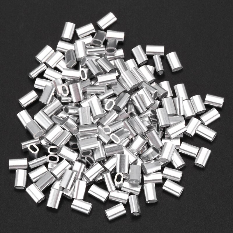 250pcs Wire Rope Aluminum Ferrule Cable Ties Crimp Wire Rope Chuck Jacket- 200pcs M1.5 & 50Pcs for m Wire Rope