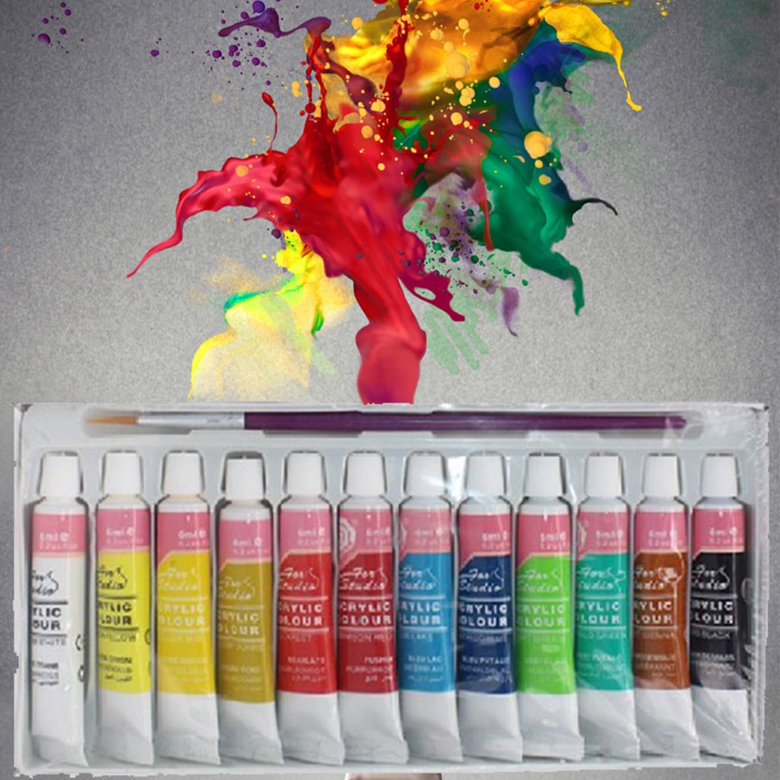 Fangnymph Muurschildering 12 Kleuren Professionele Acryl Verf Set Hand Geschilderd Textiel Verf Felgekleurde Art Supplies