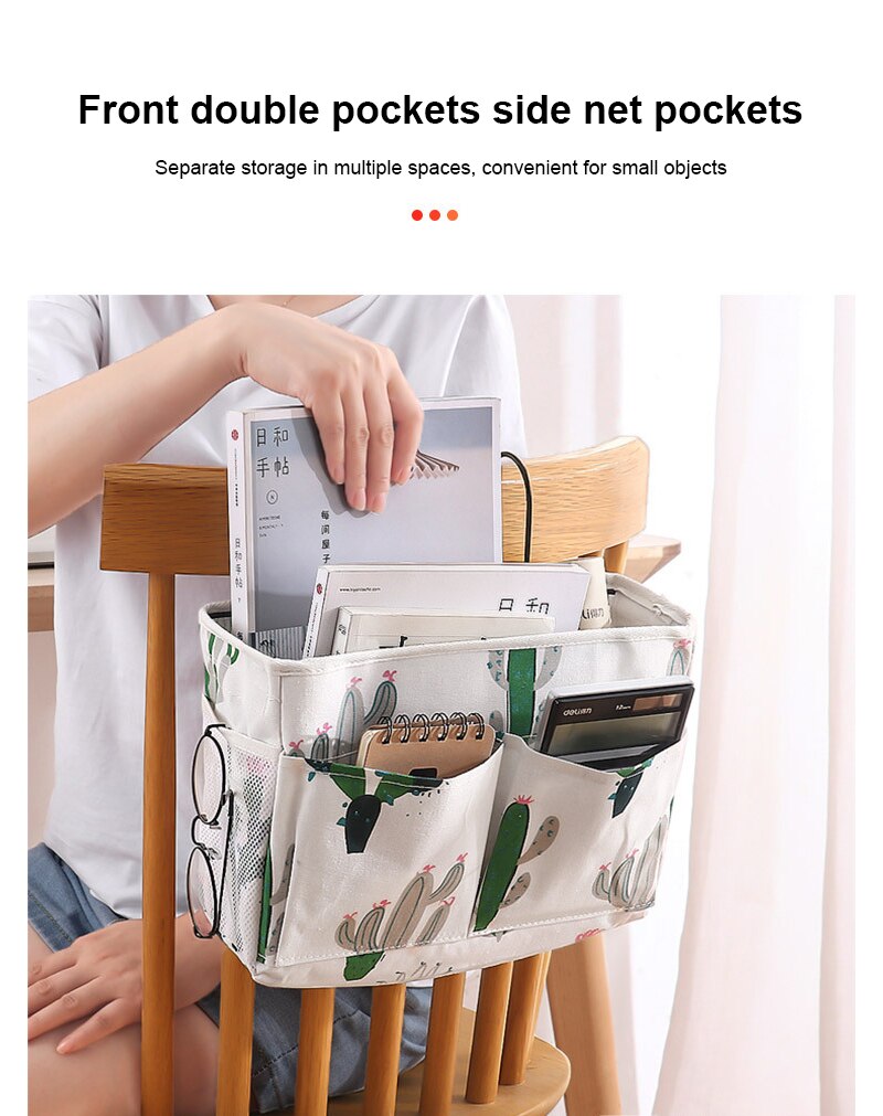 1pcs Hanging Bag Storage Organizer Bedside Multi-Pocket Holder For Dormitory Bunk Bed Hospital Bed Rails