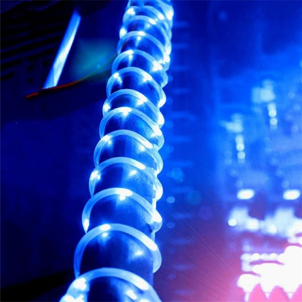 Solar Rope Lights Solar LED Light Path Deck Outdoor Garden Solar String Lights Waterproof Outdoor Lighting Strips 8 Light Modes: Blue / 20W