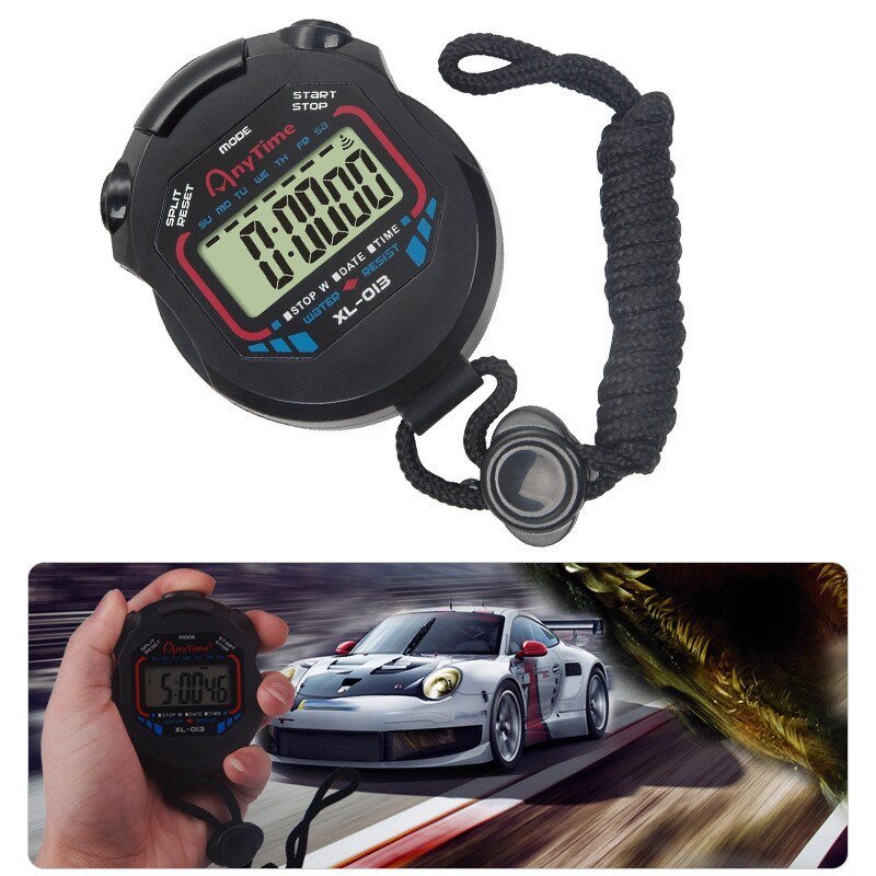 Classic ABS Handheld XL-013 LCD Digital Sports Stopwatch Electronic Timer Stop Watch Alarm Clock With Lanyard